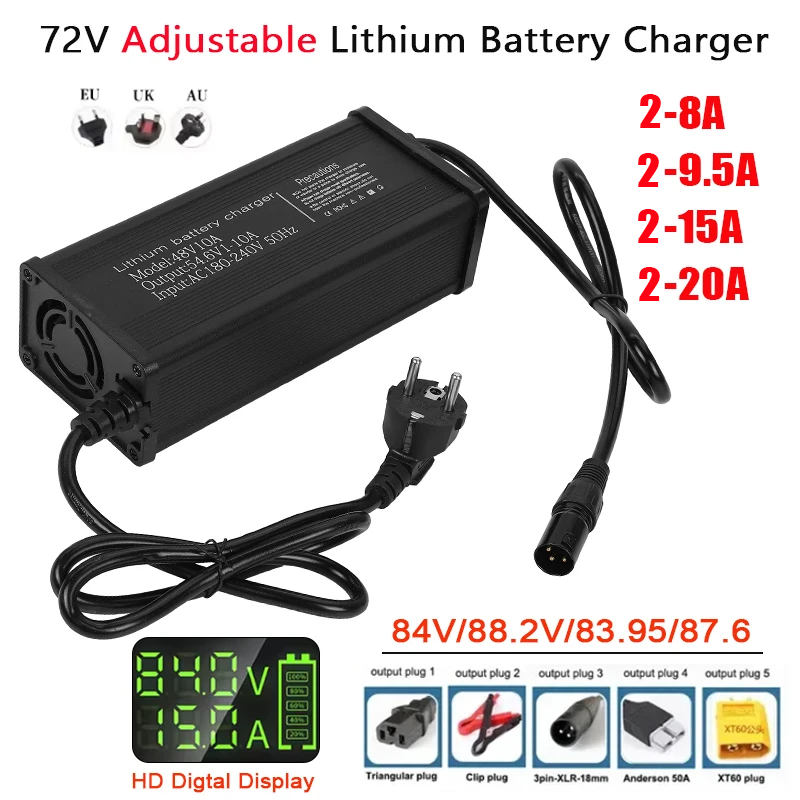 72V 15A Fast Charger - Регулируемое зарядное устройство для литиевых аккумуляторов